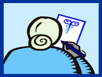 Image: Clip Art image of woman completing benefits form